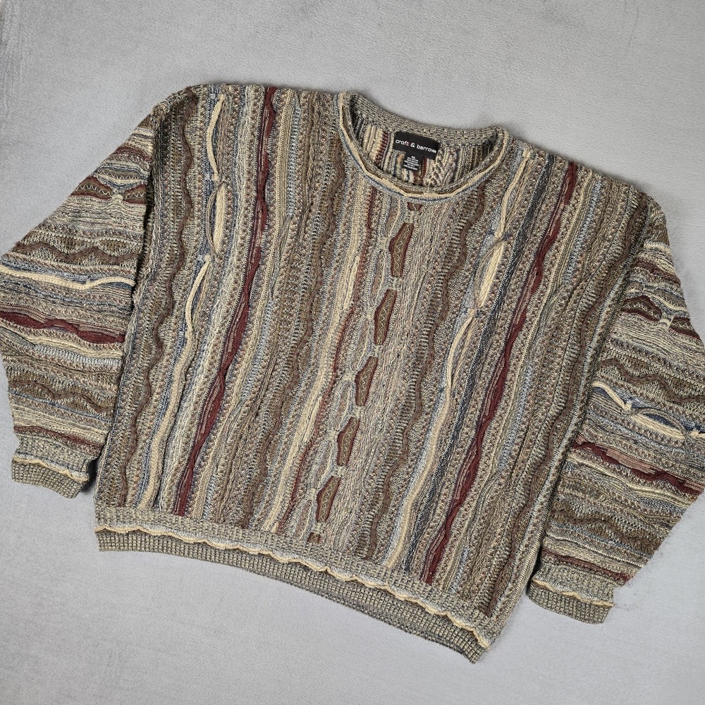 Vintage Croft & Barrow Sweater Adults 2XL Coogi Style 3D 90s Colorful Grandpa